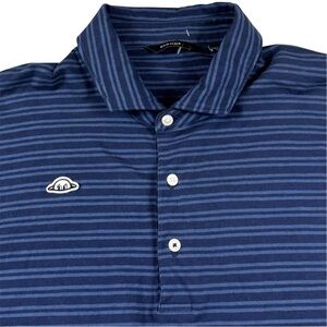 Radmor Golf Polo Shirt Striped Embroidered Logo Navy Blue Preppy Men’s Size XL